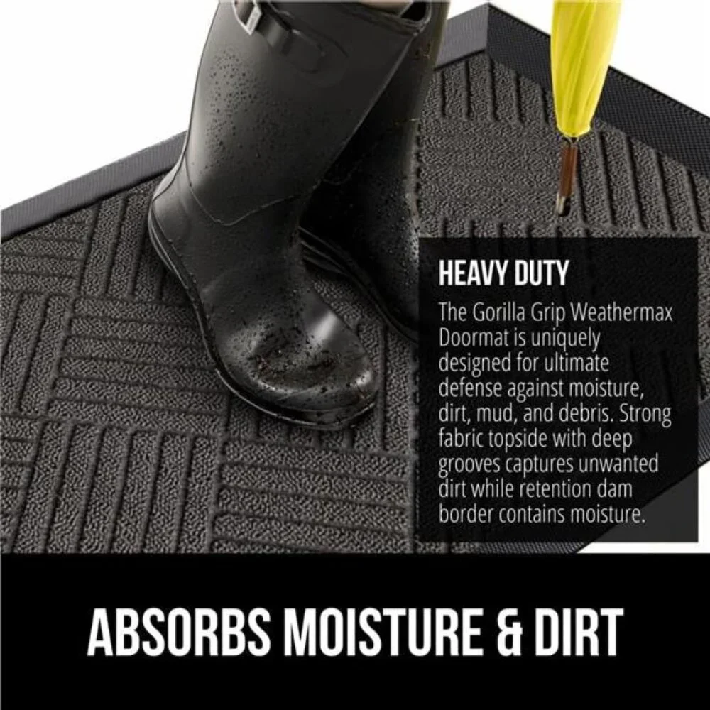 100% Waterproof All-Season WeatherMax Doormat, Durable Natural Rubber